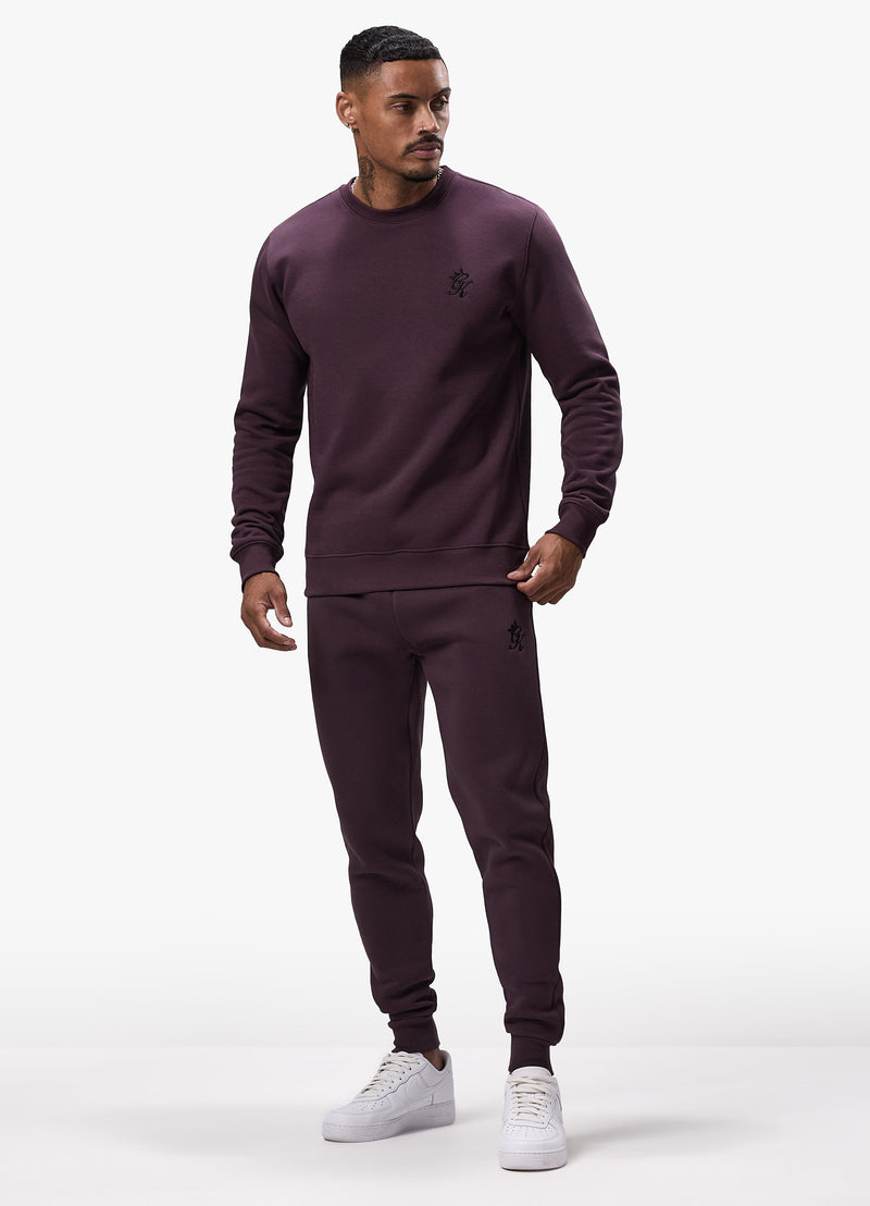 Gym King Fundamental Crew Tracksuit - Deep Plum