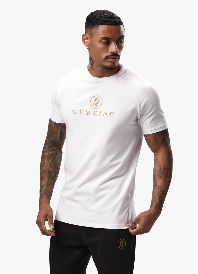 Gym King Pro Logo Tee - White/Gold