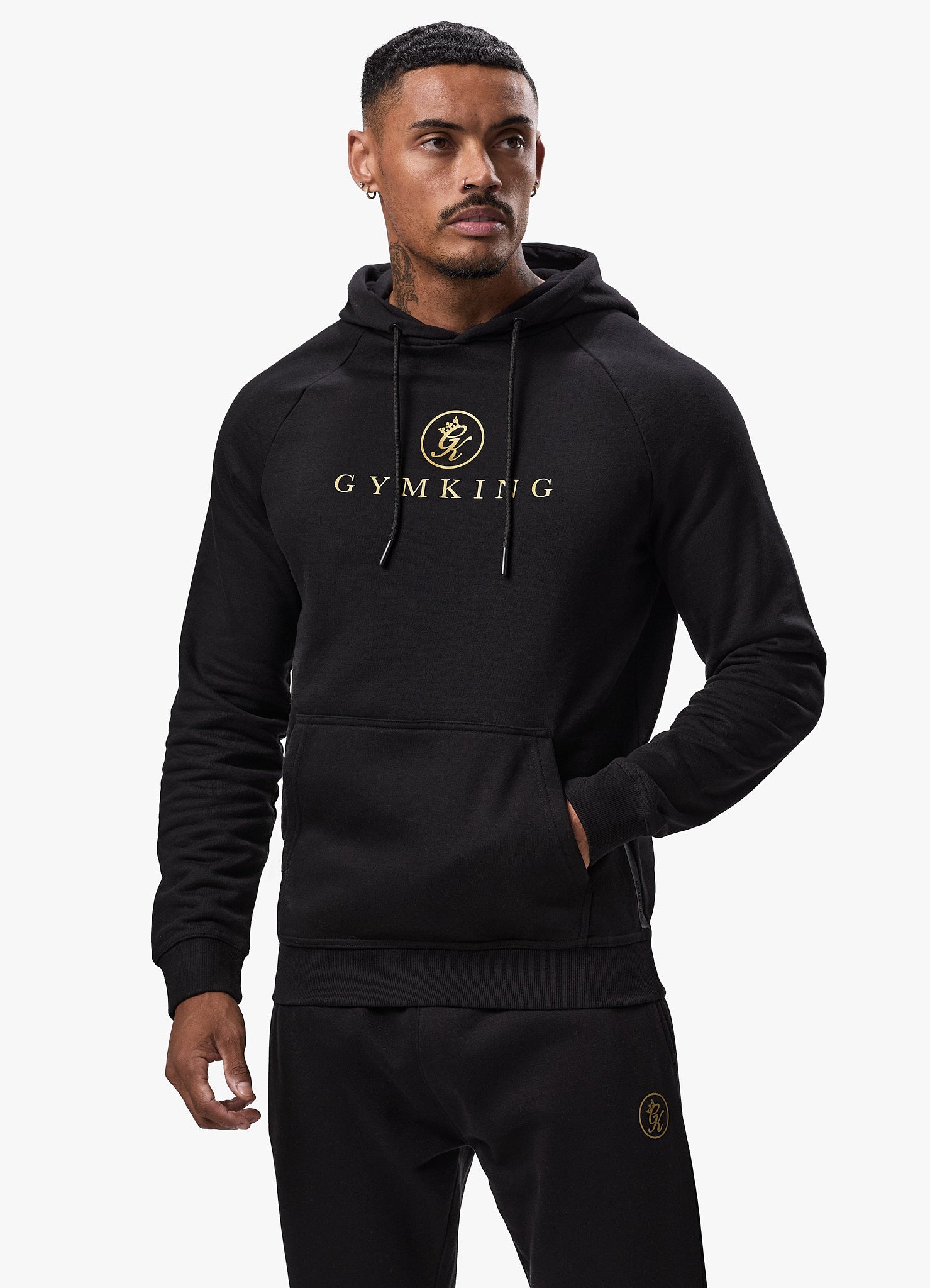 Gym King Pro Logo Hood Black Gold GYM KING