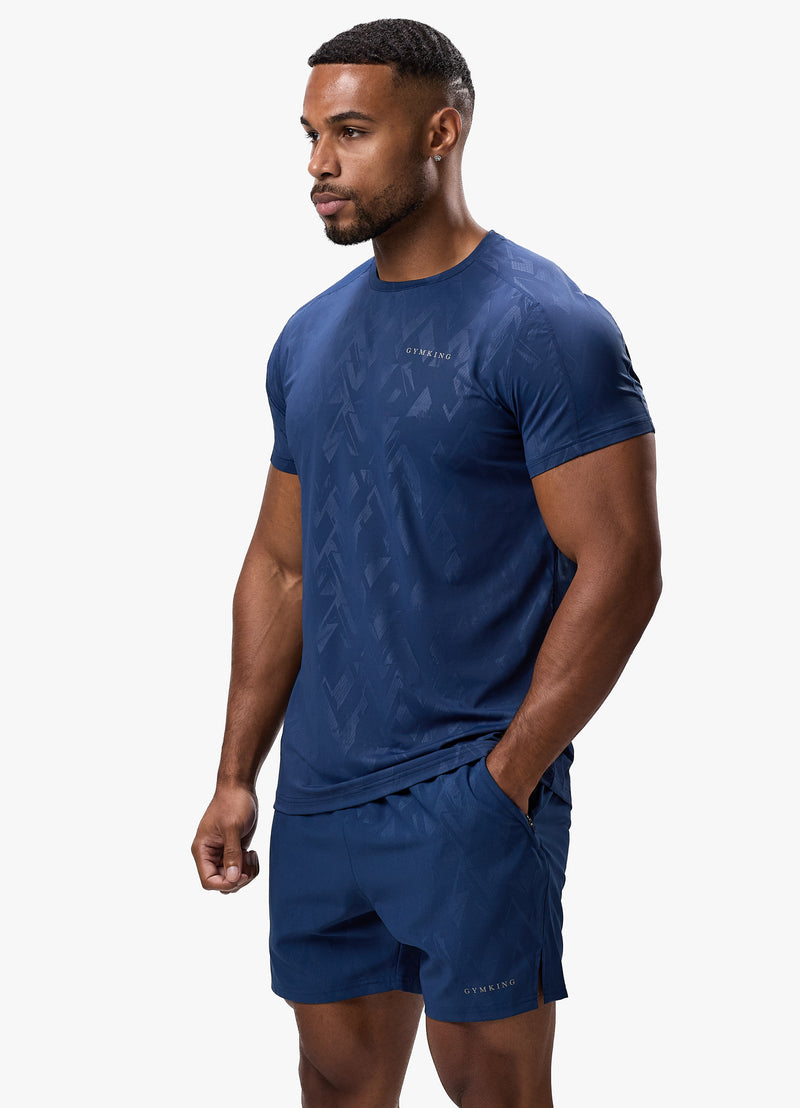 Gym King Debossed Peak Tee - Deep Cobalt