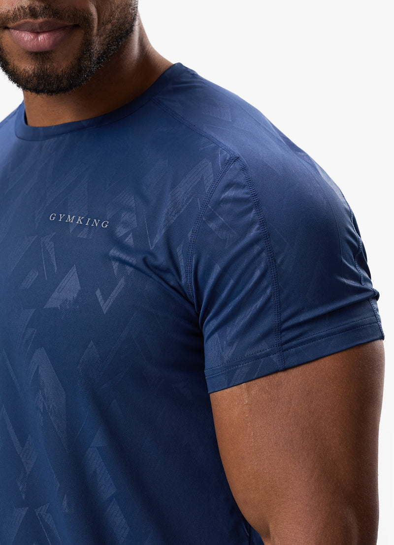 Gym King Debossed Peak Tee - Deep Cobalt