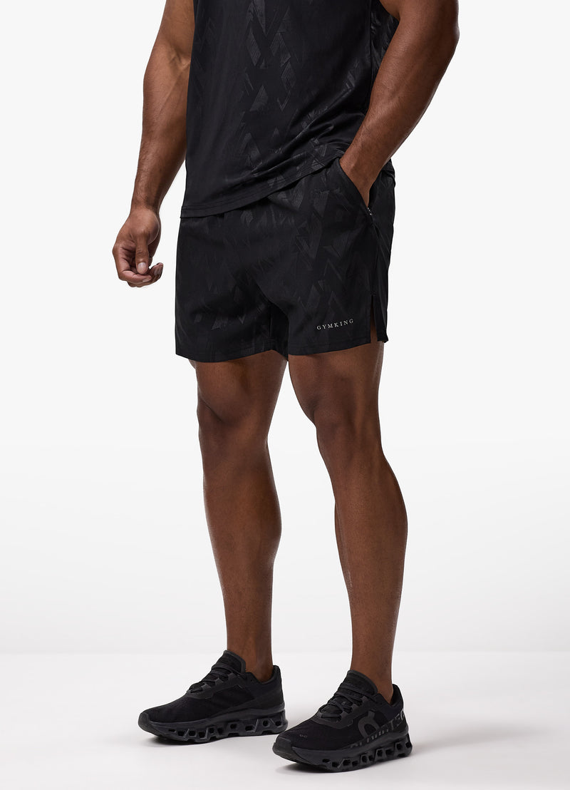 Gym King Debossed Peak Short - Black