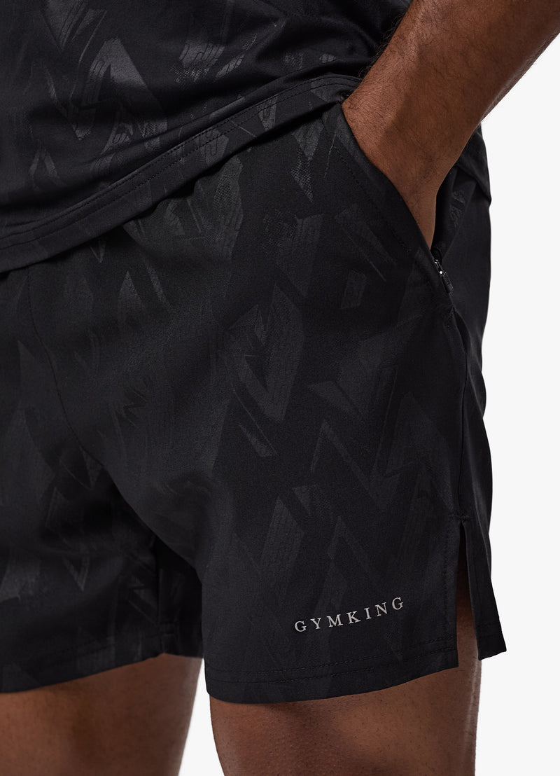 Gym King Debossed Peak Short - Black