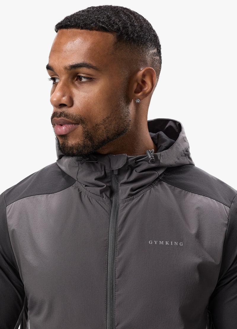 Gym King Advance Tracksuit Top - Black/Fossil Grey