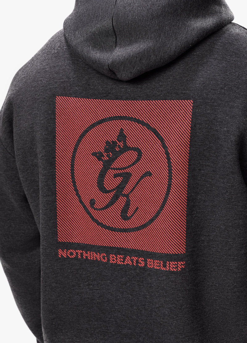 Gym King Belief Fleece Hood - Charcoal Marl