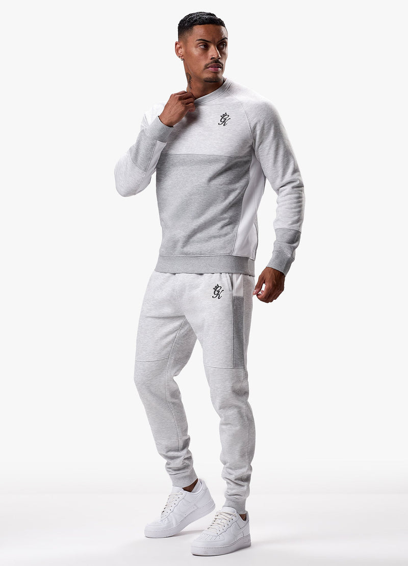 Gym King Minefield Crew Tracksuit - Snow Marl