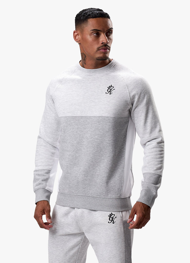 Gym King Minefield Crew Tracksuit - Snow Marl