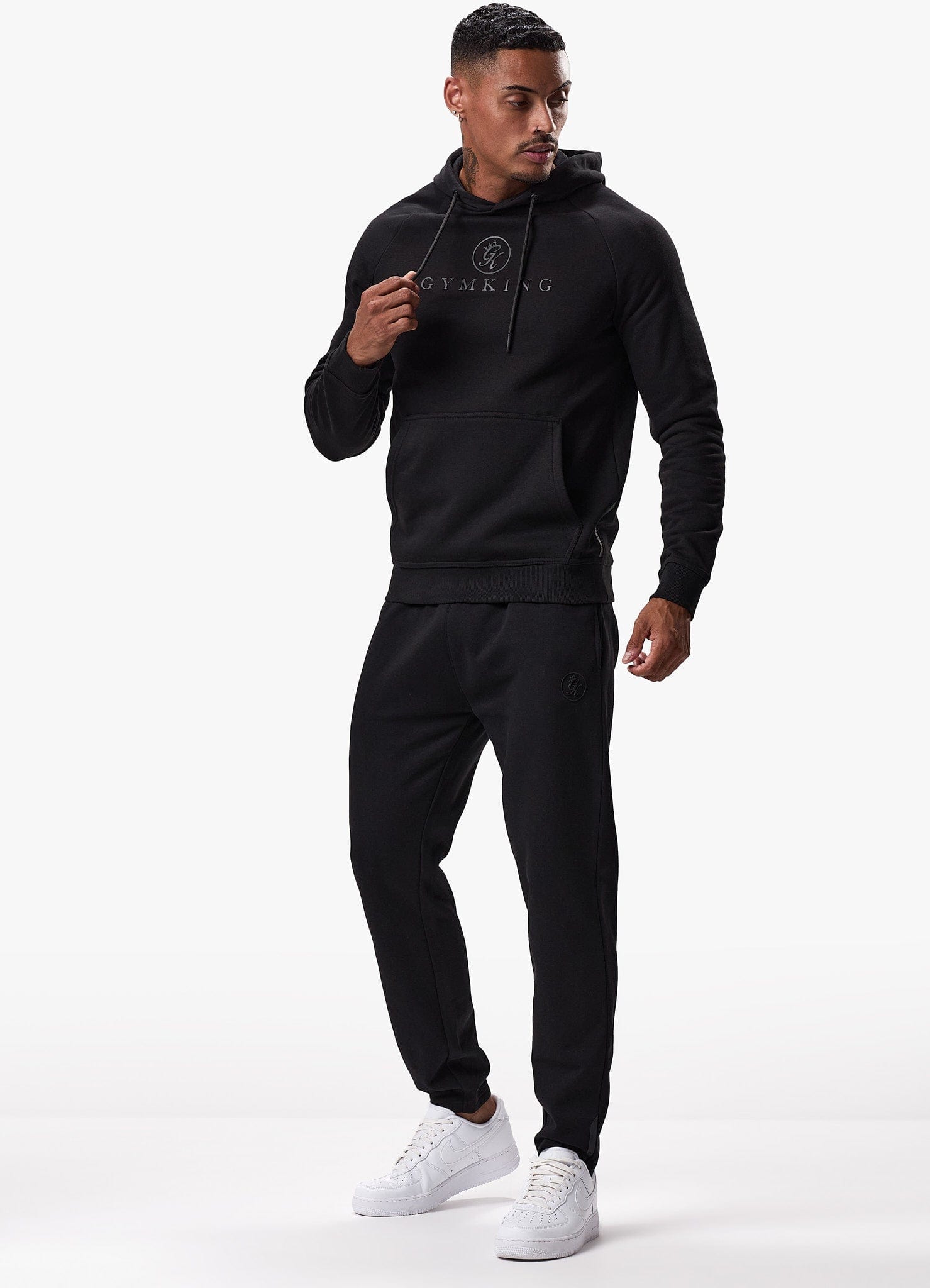 Gym King Pro Logo Fleece Hood Black Black GYM KING