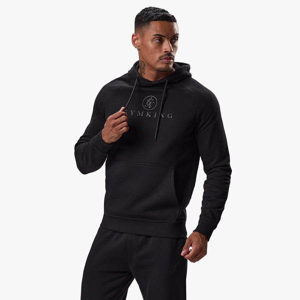 Gym King Pro Logo Fleece Hood - Black/Black