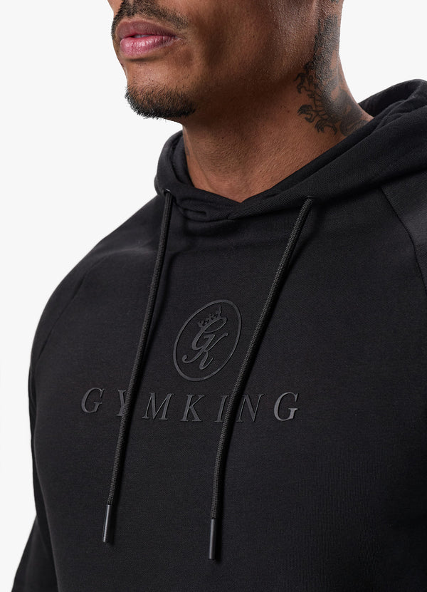 Gym King Pro Logo Fleece Hood - Black/Black