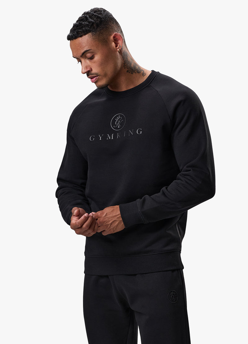 Gym King Pro Logo Crew Tracksuit - Black/Black