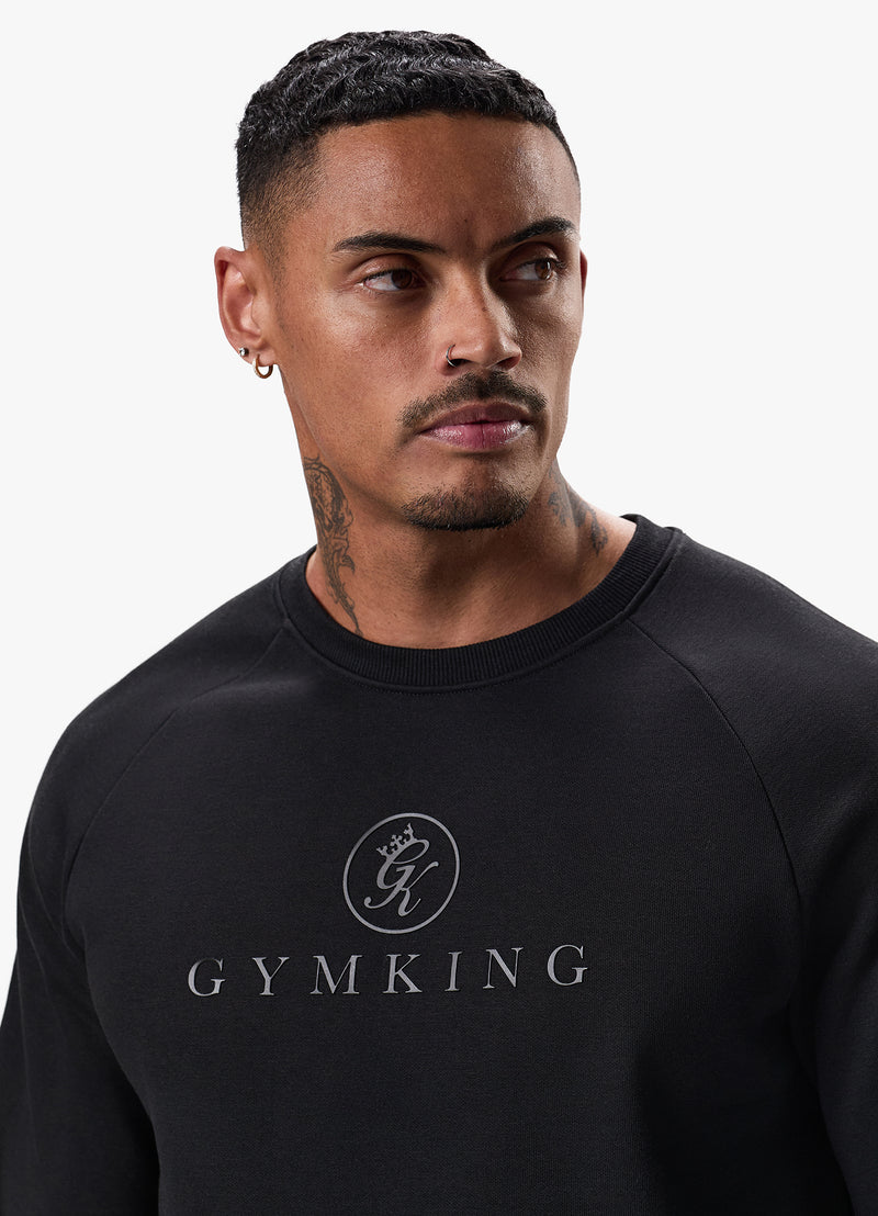 Gym King Pro Logo Crew Tracksuit - Black/Black