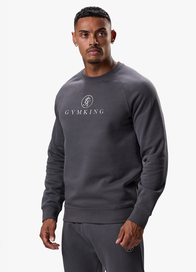 Gym King Pro Logo Fleece Crew - Onyx Grey