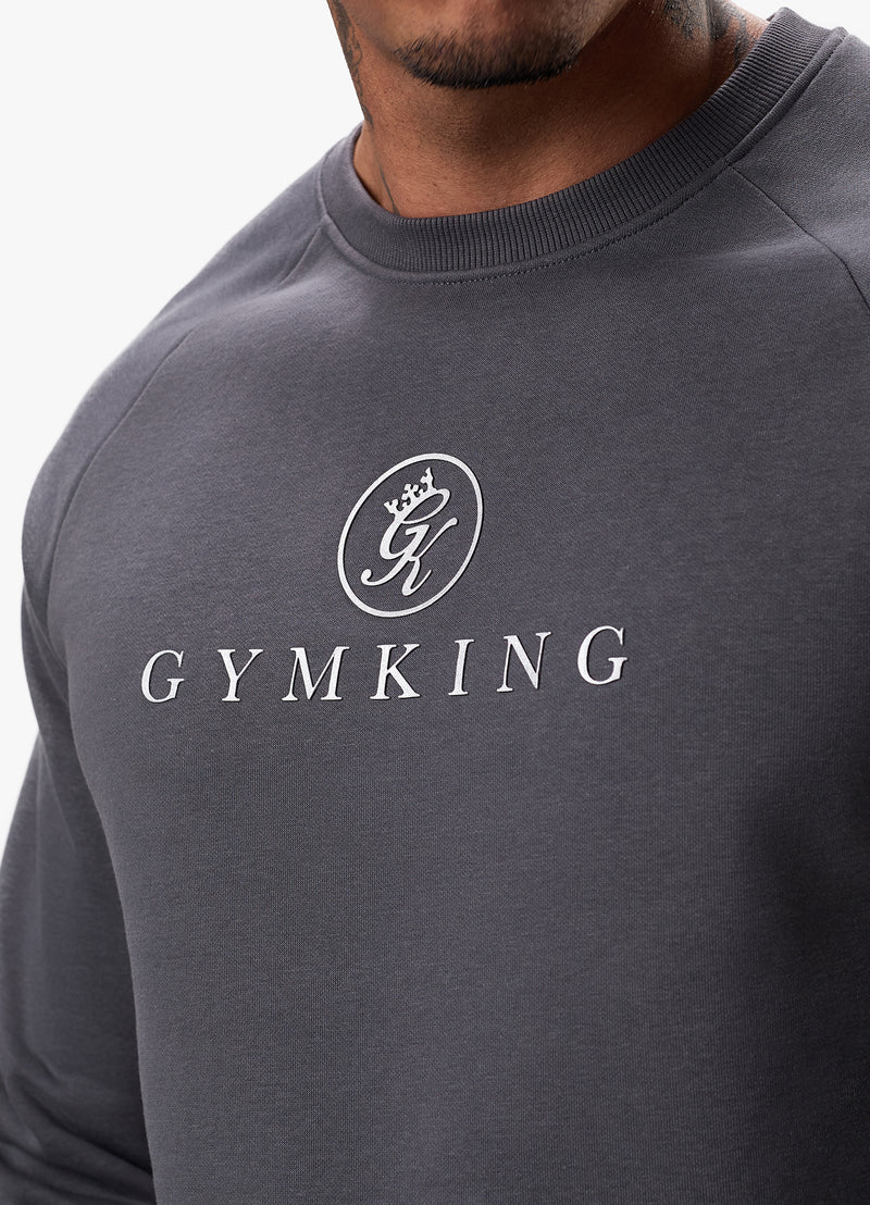 Gym King Pro Logo Fleece Crew - Onyx Grey