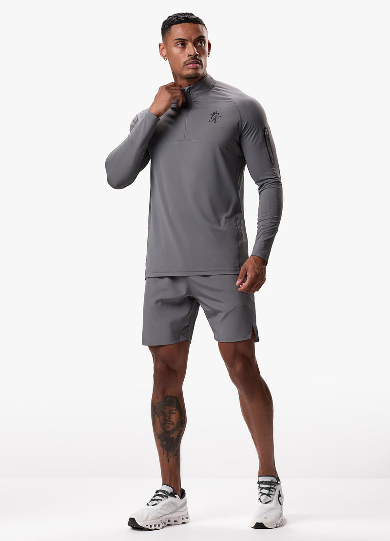 Gym King Flex 1/4 Zip Funnel Neck - Fossil Grey/Black