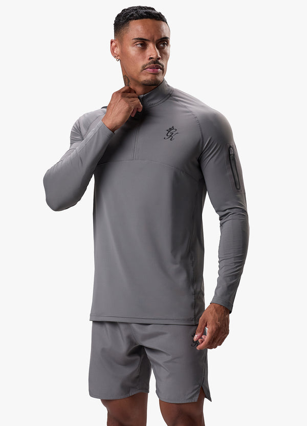 Gym King Flex 1/4 Zip Funnel Neck - Fossil Grey/Black