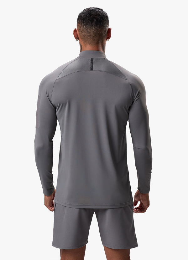 Gym King Flex 1/4 Zip Funnel Neck - Fossil Grey/Black