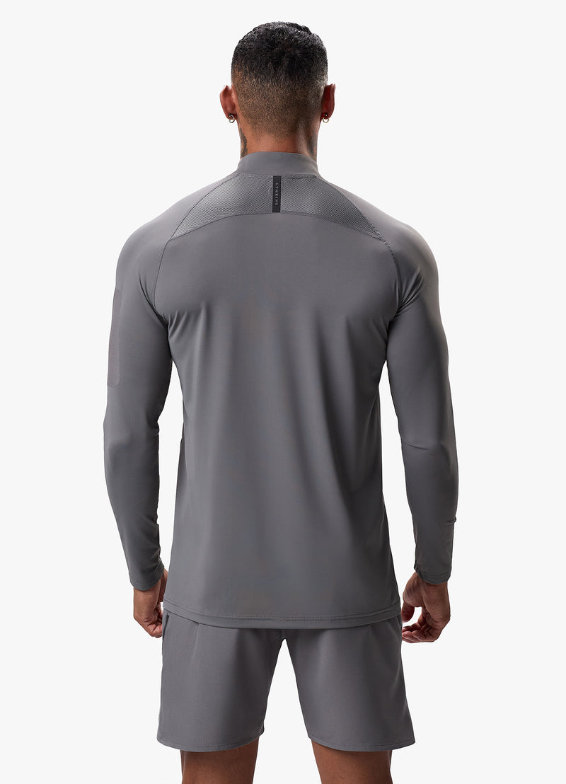 Gym King Flex 1/4 Zip Funnel Neck - Fossil Grey/Black