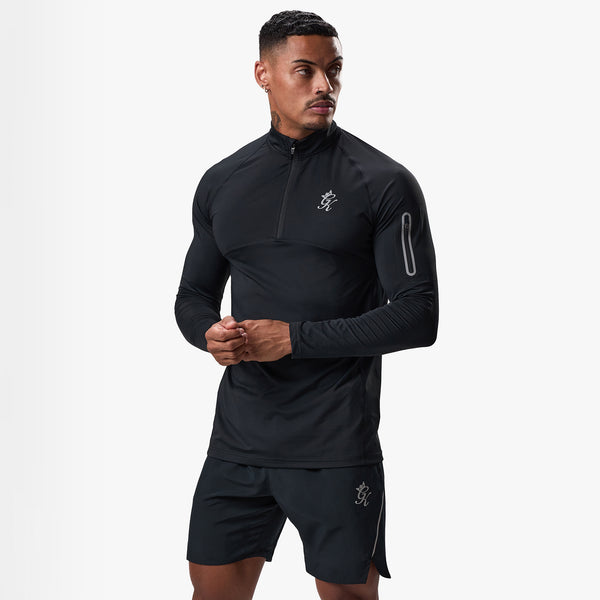 Gym King Flex 1/4 Zip Funnel Neck - Black/Silver