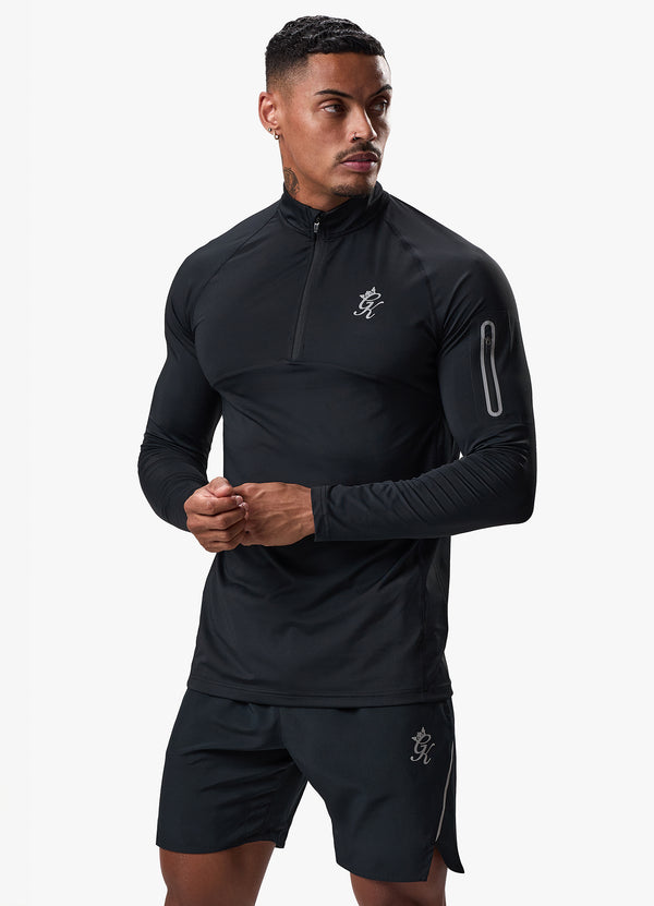 Gym King Flex 1/4 Zip Funnel Neck - Black/Silver