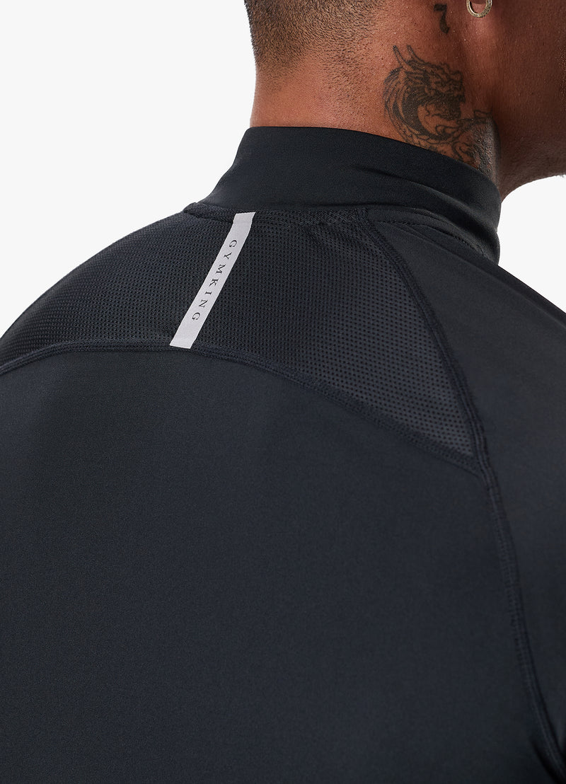 Gym King Flex 1/4 Zip Funnel Neck - Black/Silver