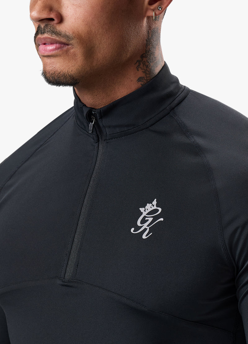 Gym King Flex 1/4 Zip Funnel Neck - Black/Silver