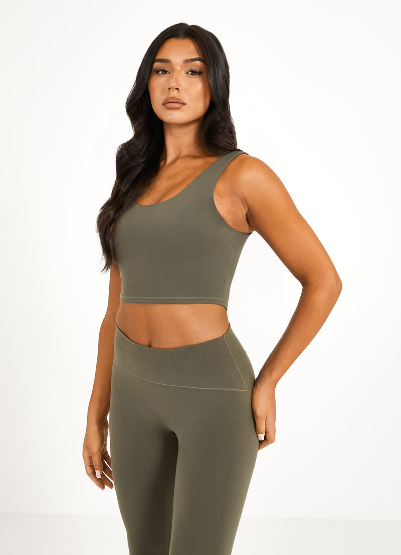 Gym King Peach Luxe Tank - Olive Luxe