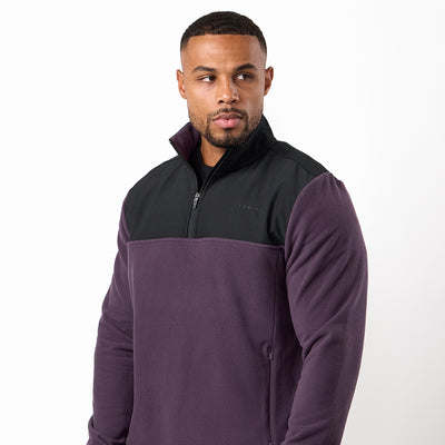 Gym King Linear 1/4 Zip Polar Fleece - Black/Aubergine