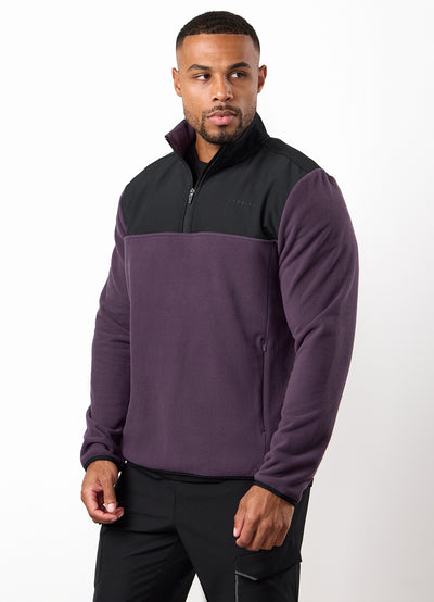 Gym King Linear 1/4 Zip Polar Fleece - Black/Aubergine