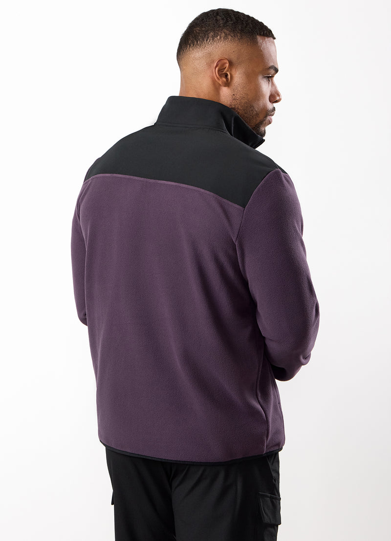 Gym King Linear 1/4 Zip Polar Fleece - Black/Aubergine