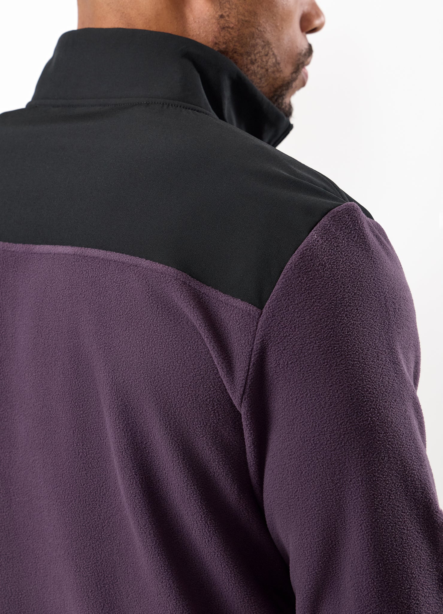 Gym King Linear 1/4 Zip Polar Fleece - Black/Aubergine