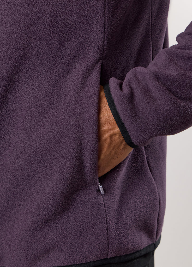 Gym King Linear 1/4 Zip Polar Fleece - Black/Aubergine