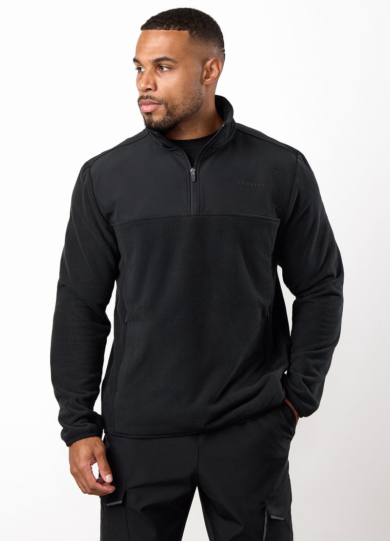 Gym King Linear 1/4 Zip Polar Fleece - Black