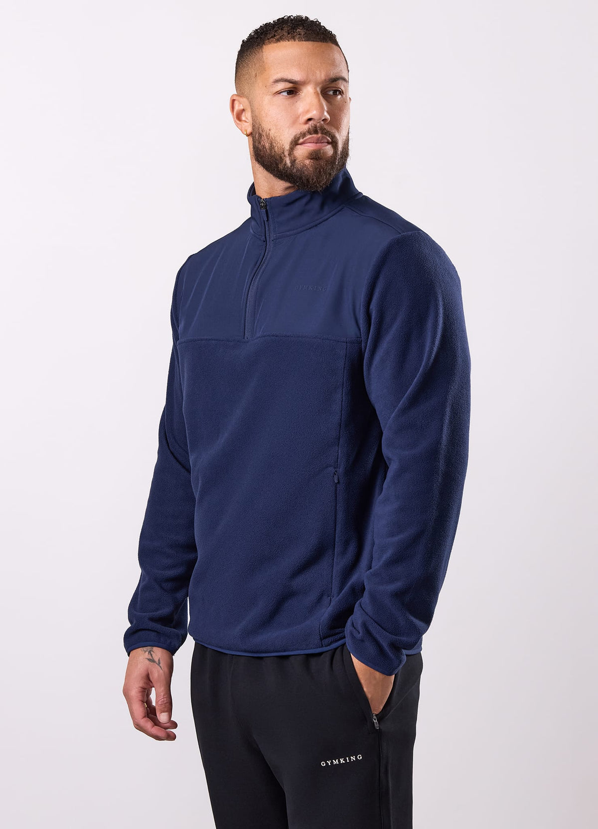 Gym King Linear 1/4-Reißverschluss-Polarfleece – Marineblau