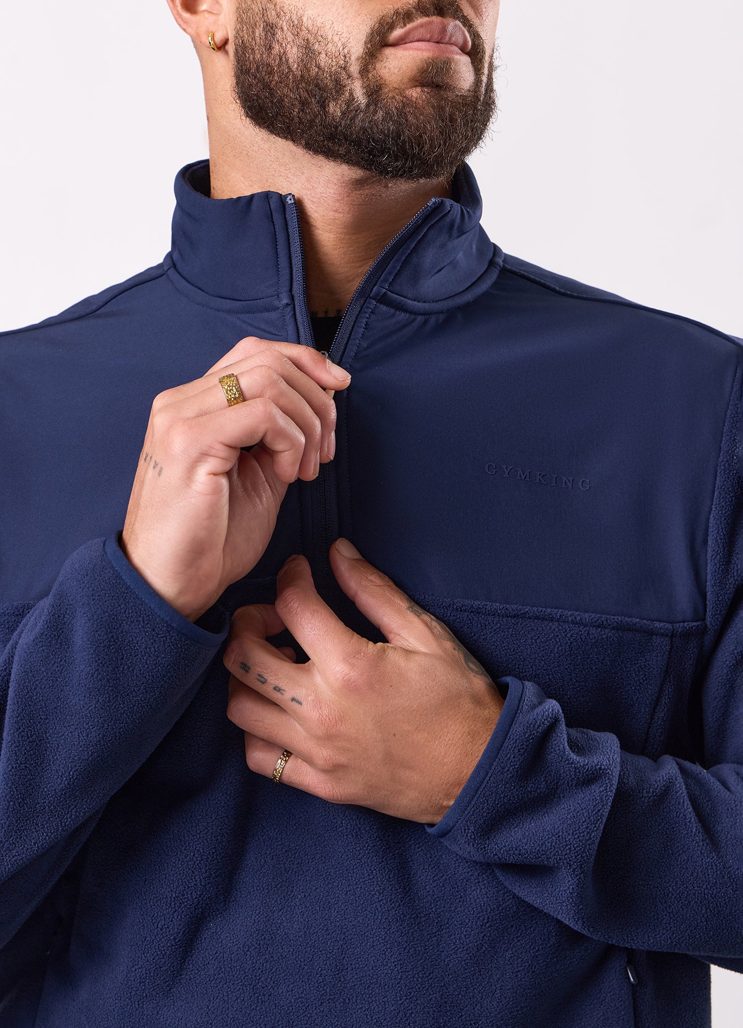 Gym King Linear 1/4 Zip Polar Fleece - Navy