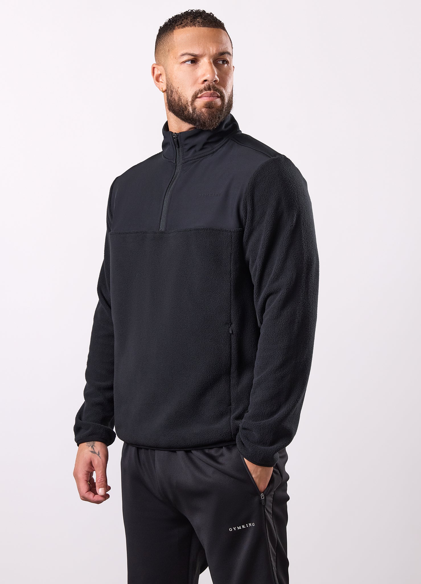 Gym King Linear 1/4 Zip Polar Fleece - Black