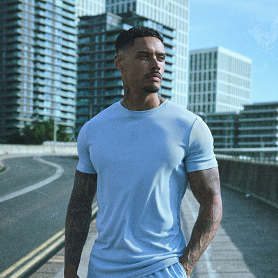 Gym King Rebellion Echo AOP Tee - Sky Blue