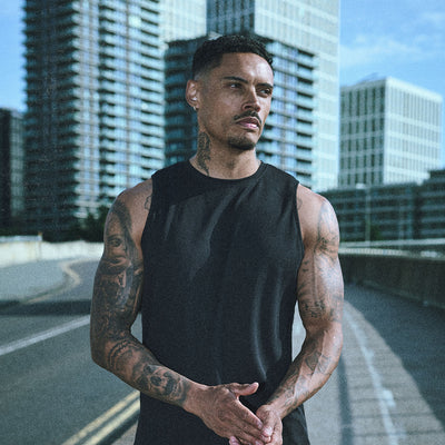 Gym King Rebellion Grit AOP Vest - Black