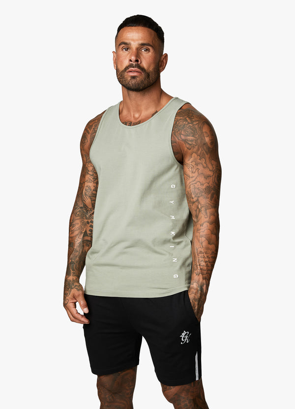 Gym King Rebellion Jersey Vest - Soft Khaki