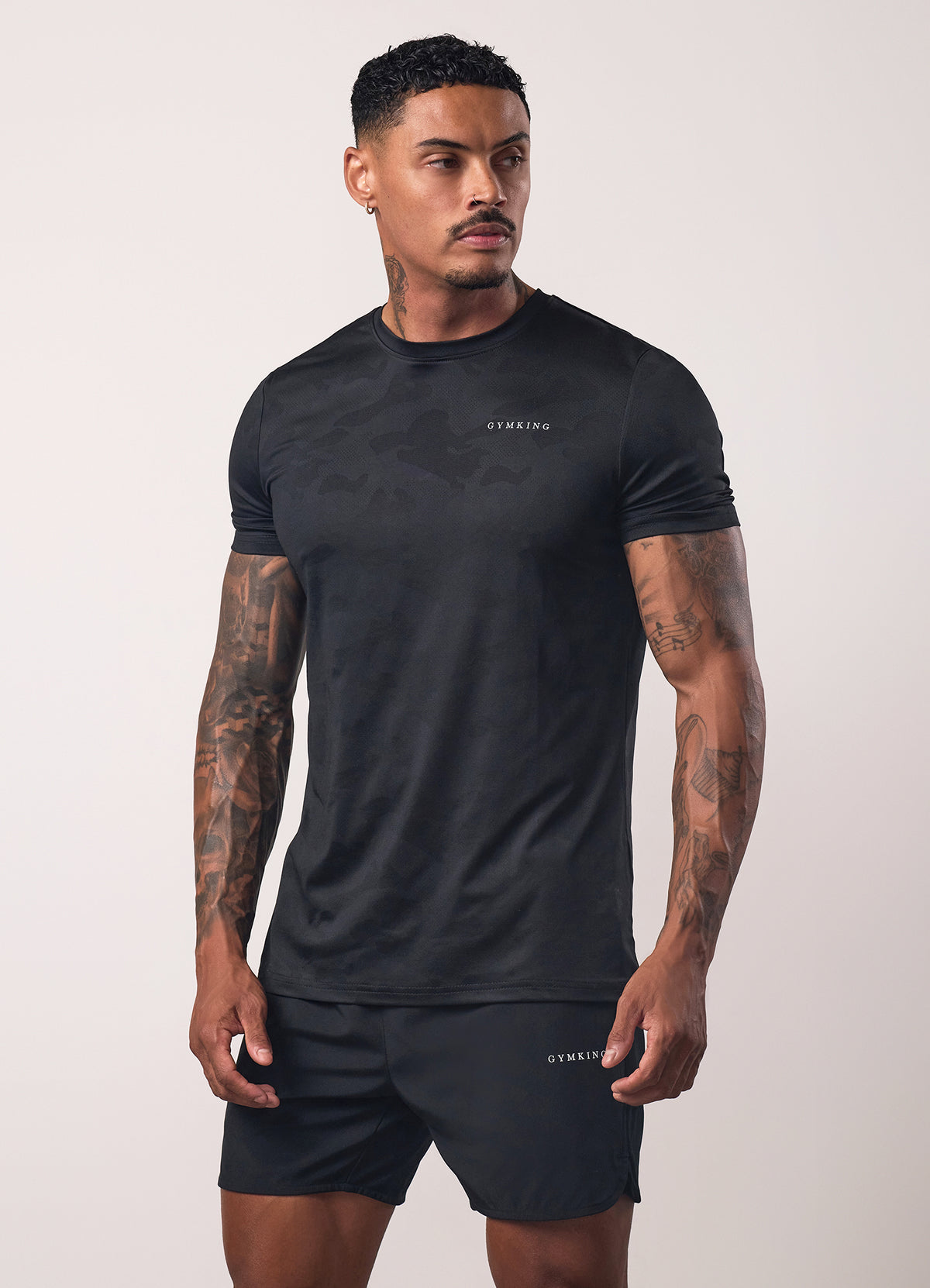 Gym King Relentless Camo T-Shirt - Black