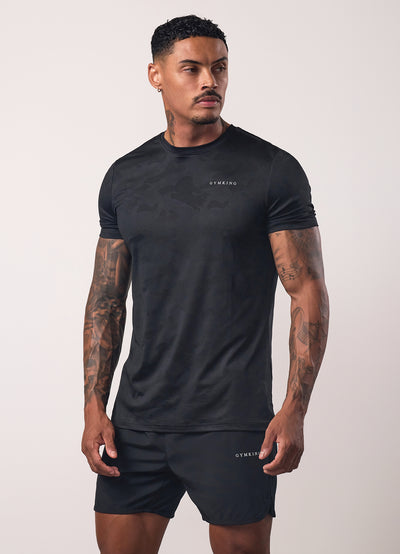 Gym King Relentless Camo Tee - Black