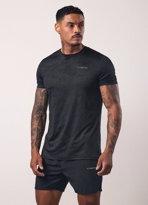 Gym King Relentless Camo T-Shirt - Black