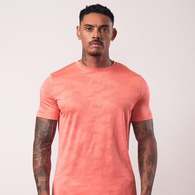 Gym King Relentless Camo Tee - Coral Punch