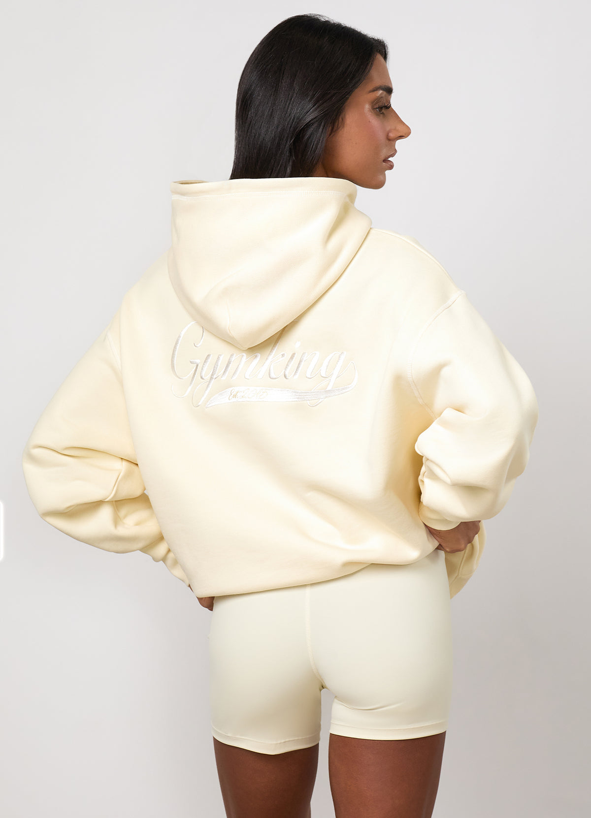 Gym King Renew Flatlock-Hoodie – Buttermilk