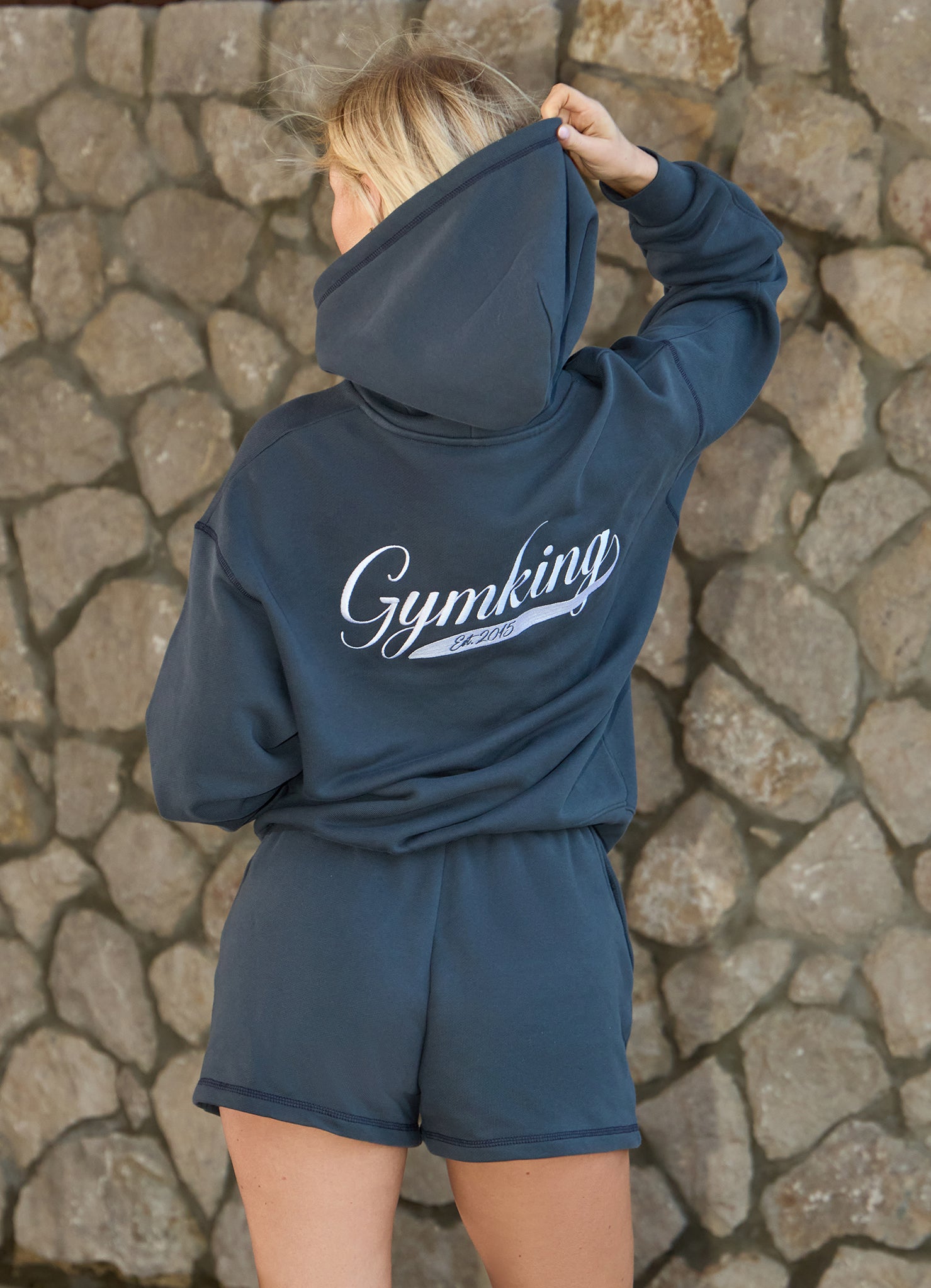 Gym King Renew Flatlock Hoodie - Midnight Blue