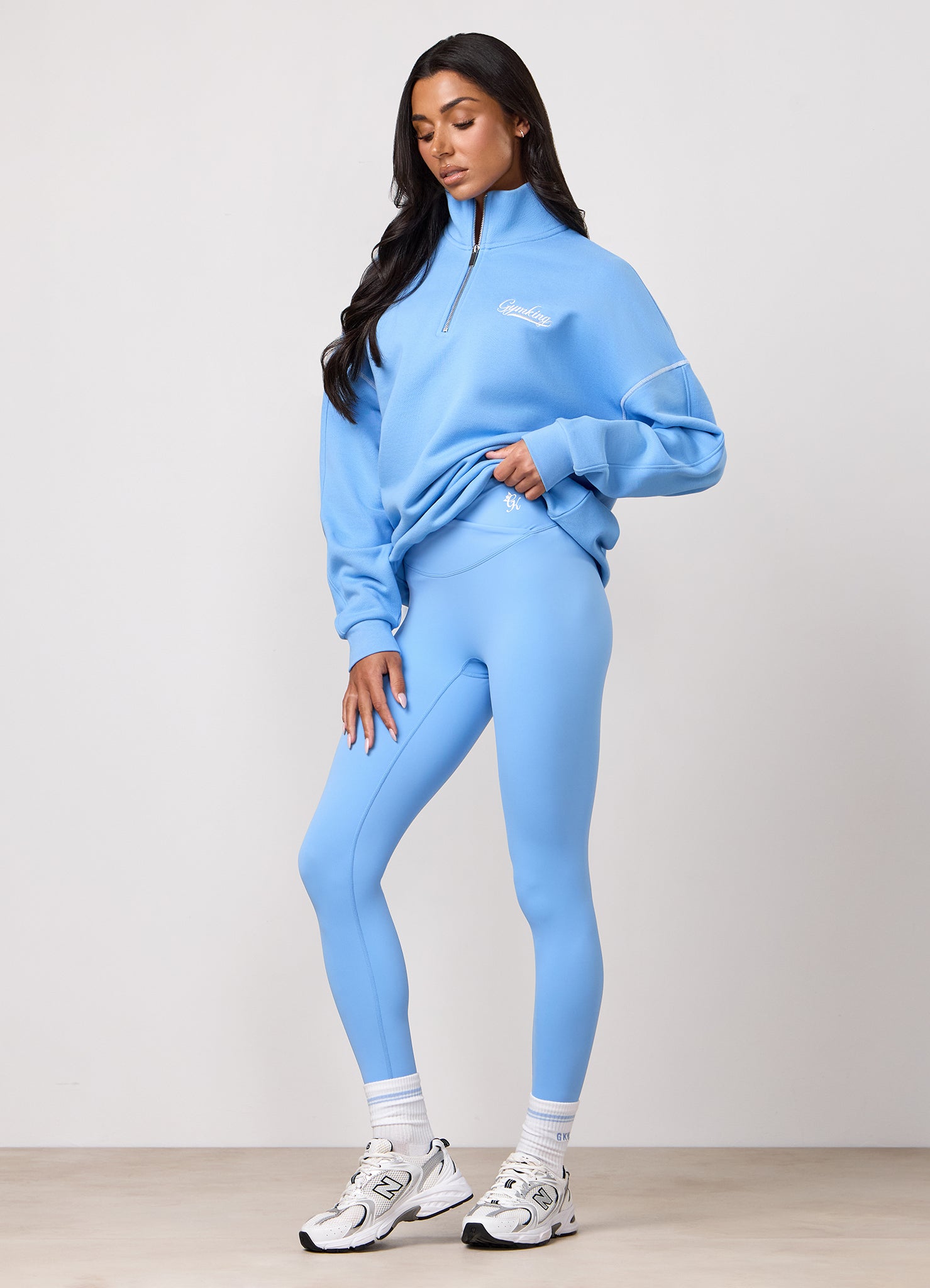 Gym King Renew Flatlock 1/4 Zip Funnel - Blue Cotton