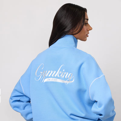 Gym King Renew Flatlock 1/4 Zip Funnel - Blue Cotton