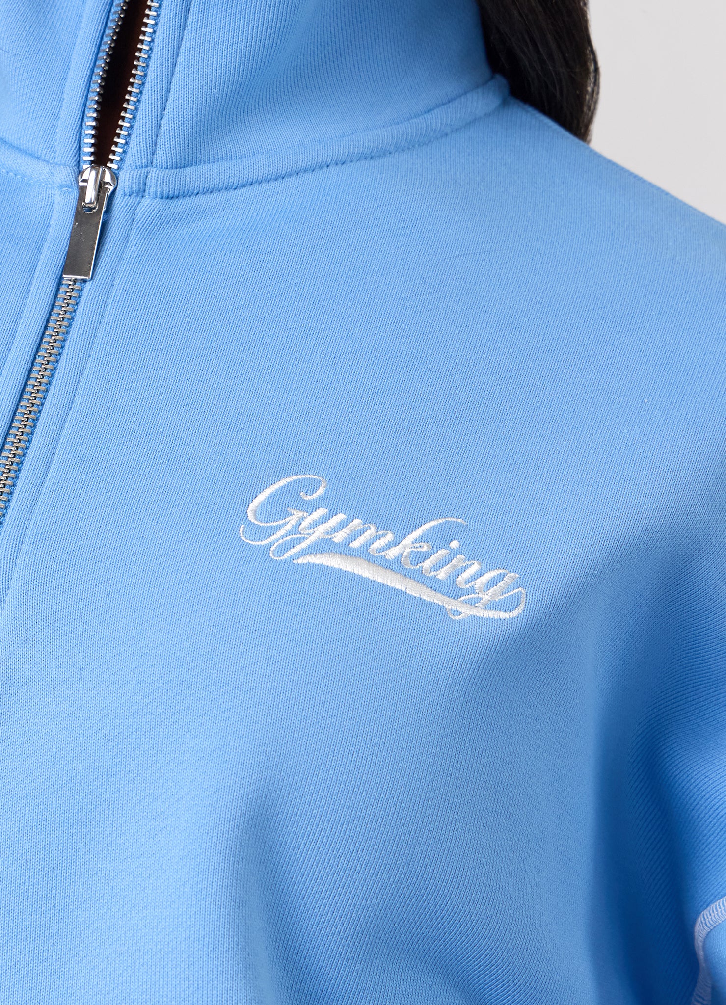 Gym King Renew Flatlock 1/4 Zip Funnel - Blue Cotton