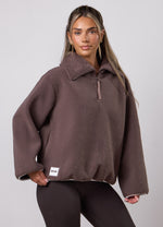 Gym King Replenish Borg Half Zip - Deep Mocha thumbnail
