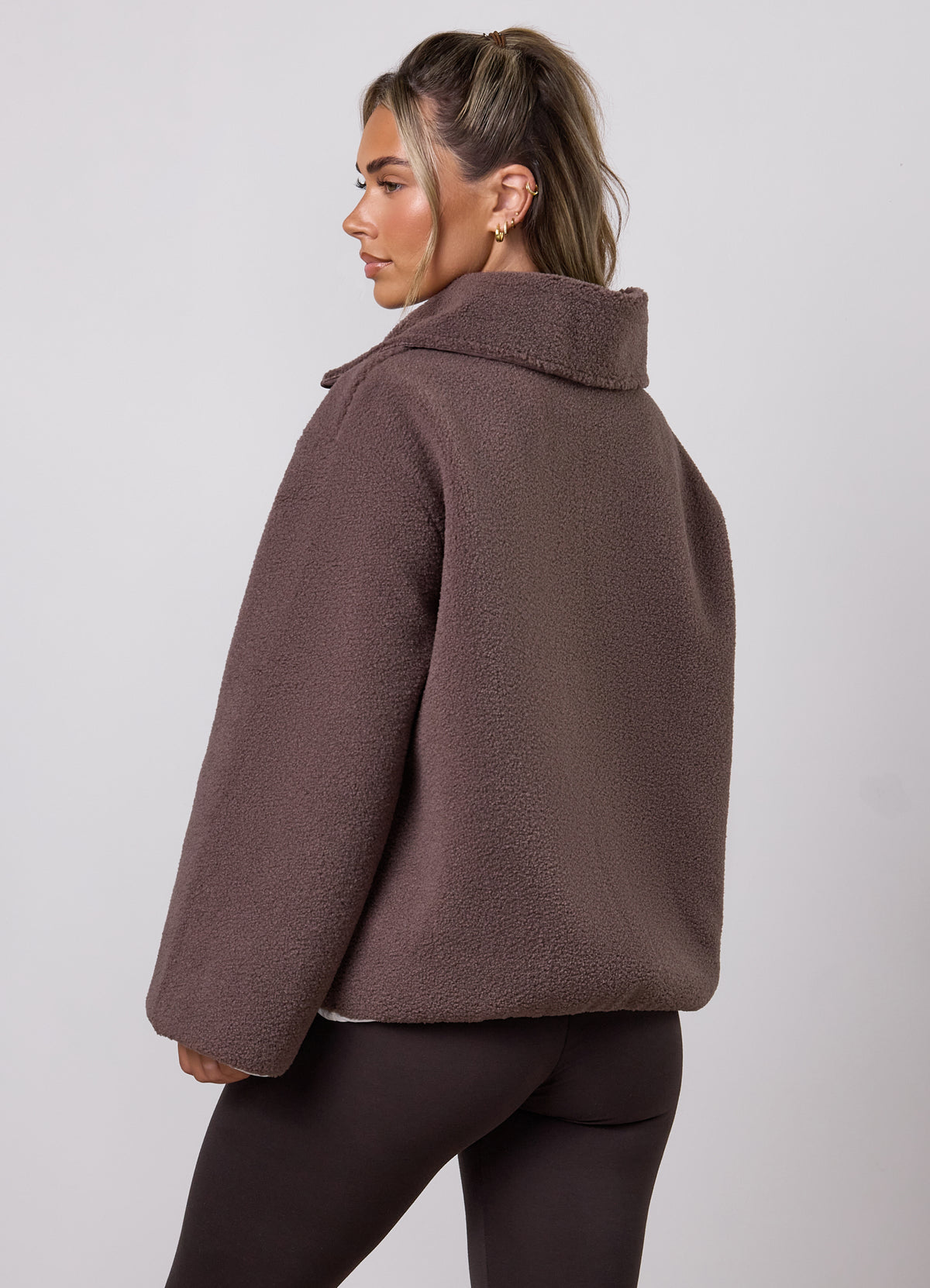 Gym King Replenish Borg Half Zip – Deep Mocha